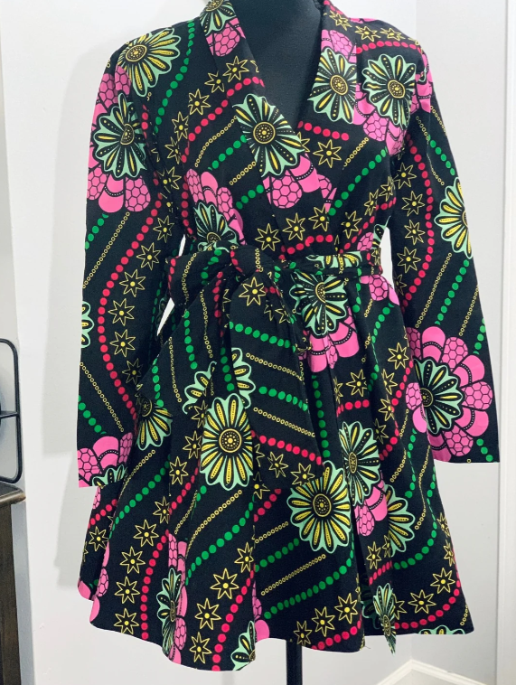 SISAN AFRICAN PRINT MINI WRAP DRESS