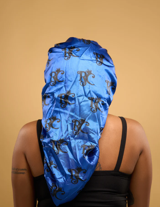 Blue Double Satin Layered Long Bonnet