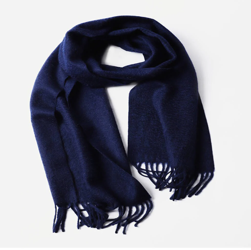 Water Pattern Navy Blue Cashmere Scarf