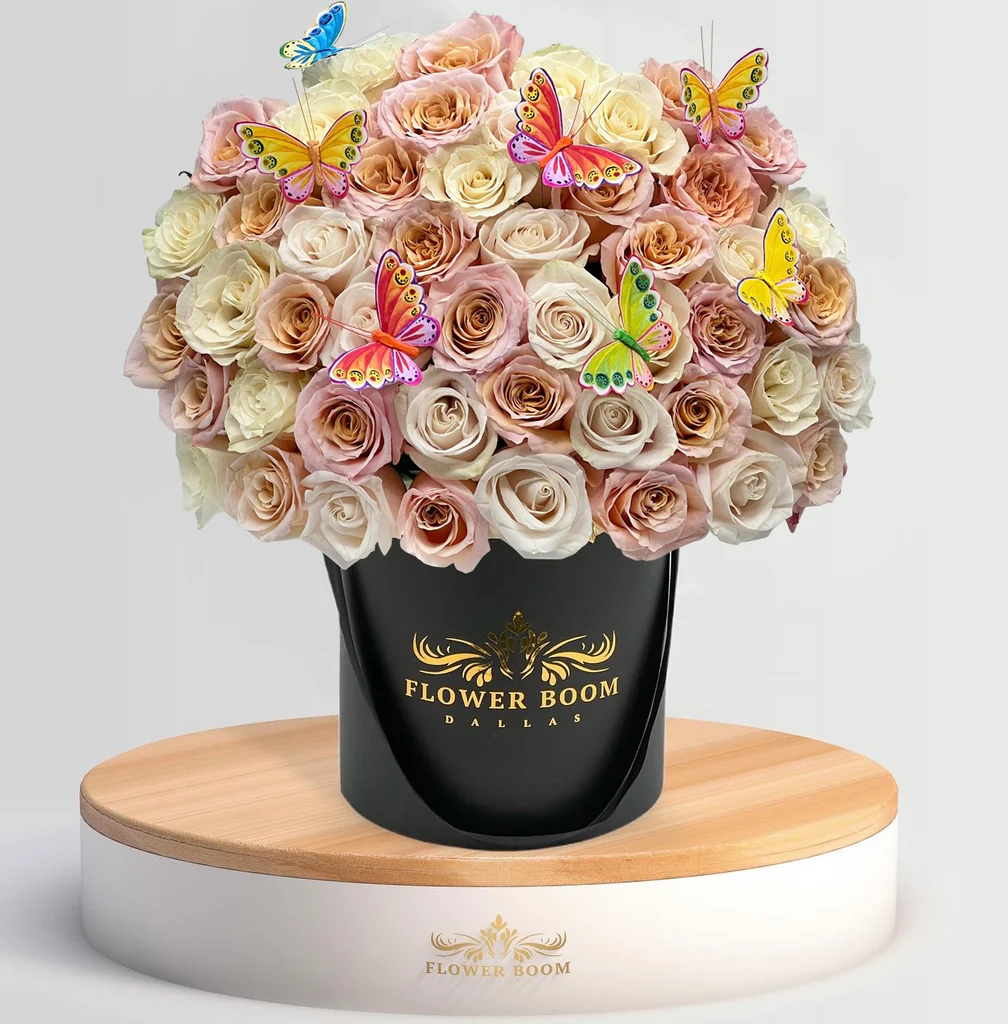 Signature Multicolor Roses With Butterflies