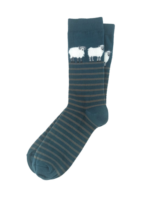 Sheep Striped Green Socks (Men's)