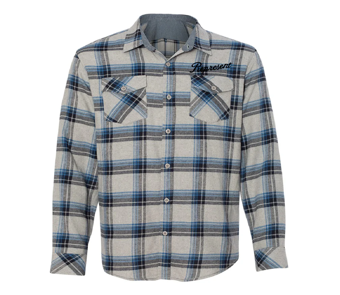 Slanted Dyed Yard Flannel Shirt [GRAY BLUE]