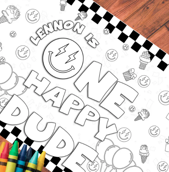 One Happy Dude Birthday Coloring Tablecloth