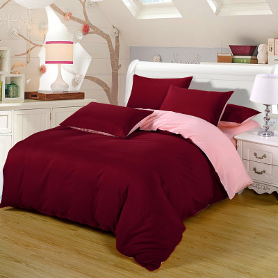 4-Piece Polyester Bedding Set with Bed Sheet, Quilt Cover, and Pillowcases