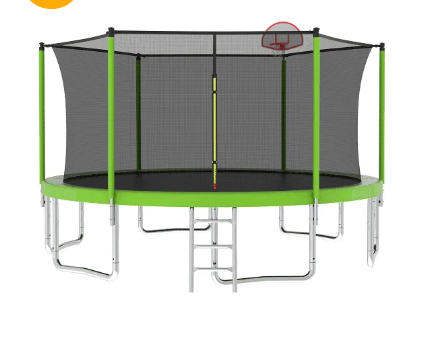 Tn Series Trampolines With Netting, Basketball Hoop (8ft/10ft/12ft/14ft/15ft/16ft – Green/blue)