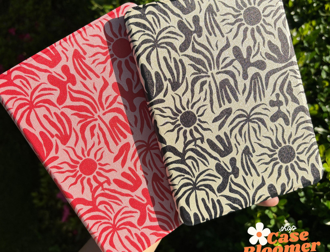 Groovy Red Flowers Kindle Paperwhite Case Cover, Kobo, Free Personalization