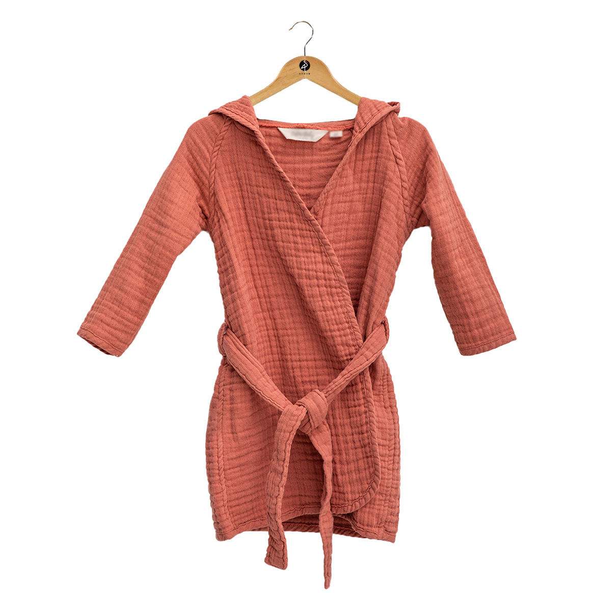 Best quality organic cotton 4-ply muslin kids bathrobe – Tile