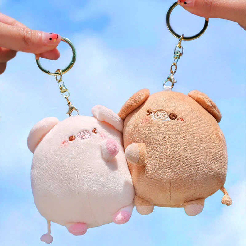 Couple Pig Bag Charm Keychain with Magnet