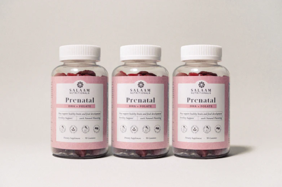 Halal Prenatal Vitamins - Gummy Multivitamins with Folate & DHA - 90 Count | Salaam Nutritionals