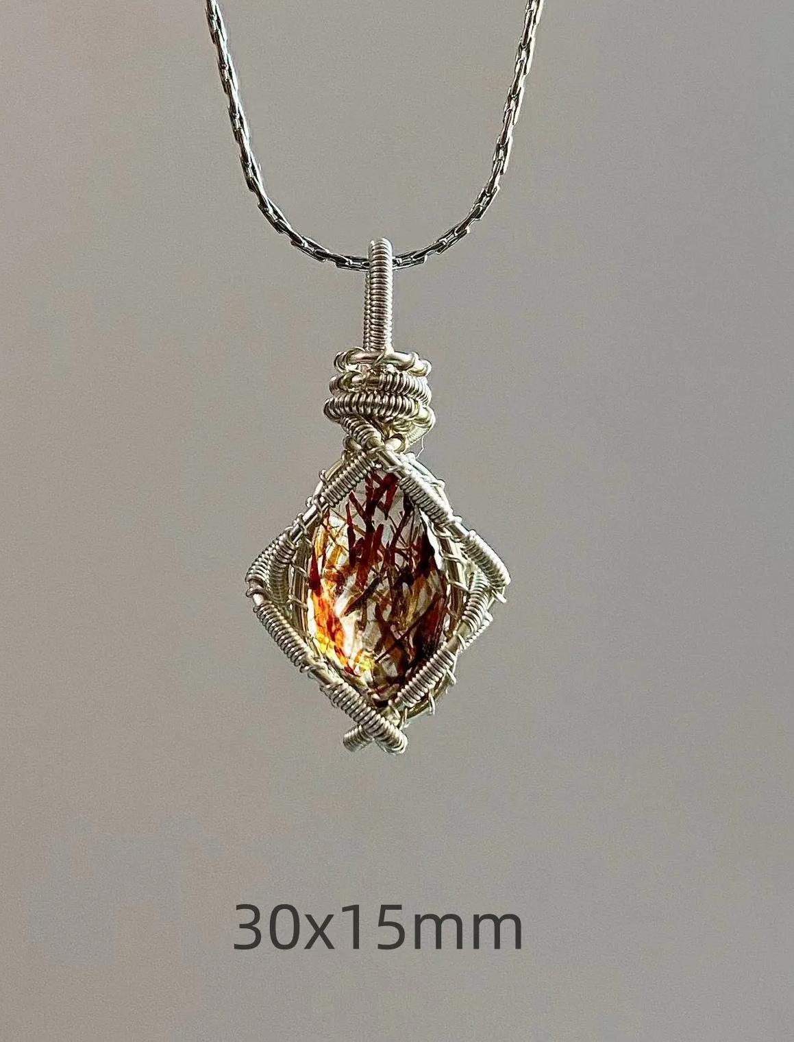 Copper crystal necklace-Rutilated Quartz