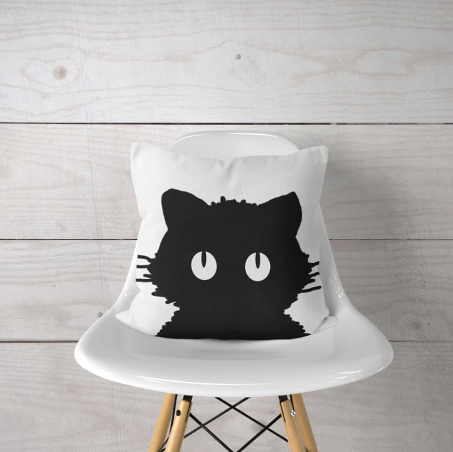 Black Cat—Pillow Cover