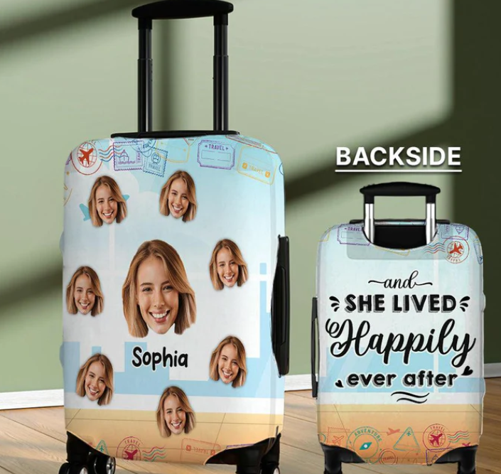 Upload Your Photo Just a Girl Who Loves Traveling Luggage Cover, Gift For Her