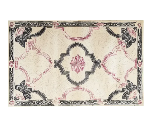 Ivory Bloom Border Hand Tufted Rug