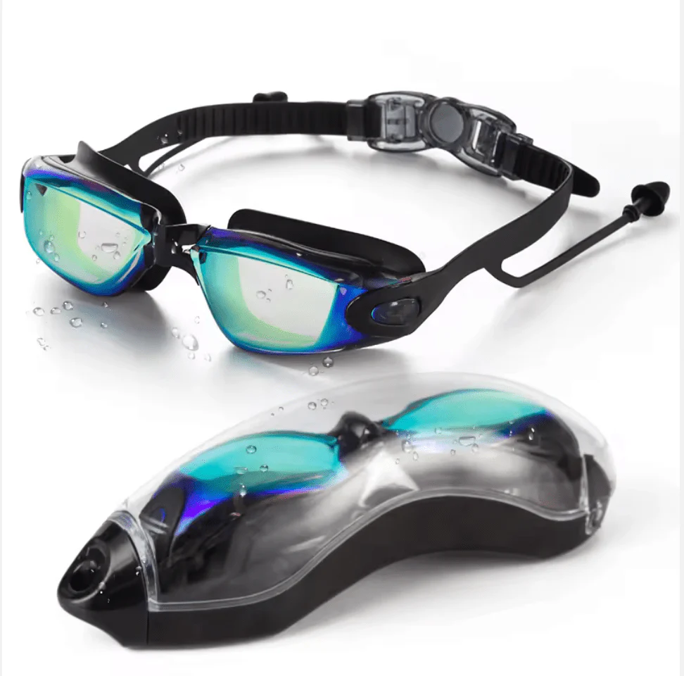 Polycarbonate Lens Swim Goggles W/ Ear Built in Ear Plug Adult