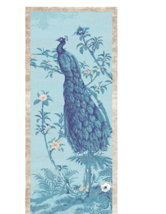 Blue Peacock Floral Hand Tufted Rug