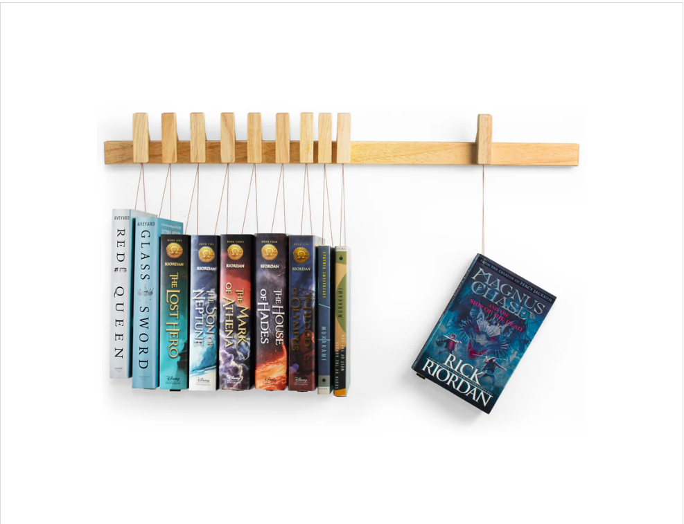 Hanging Book Shelf Rail System - Natural Finish