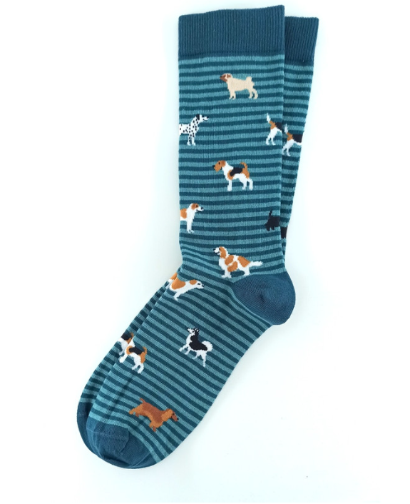 Striped Dogs Blue Socks (Men's)