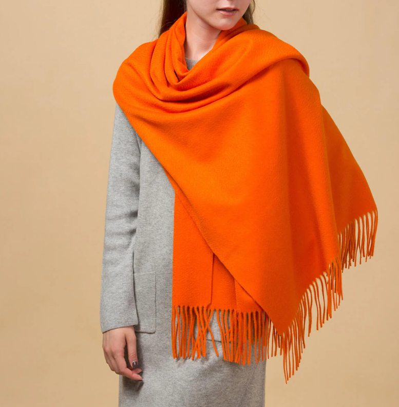 Orange Cashmere Wrap Blanket Scarf