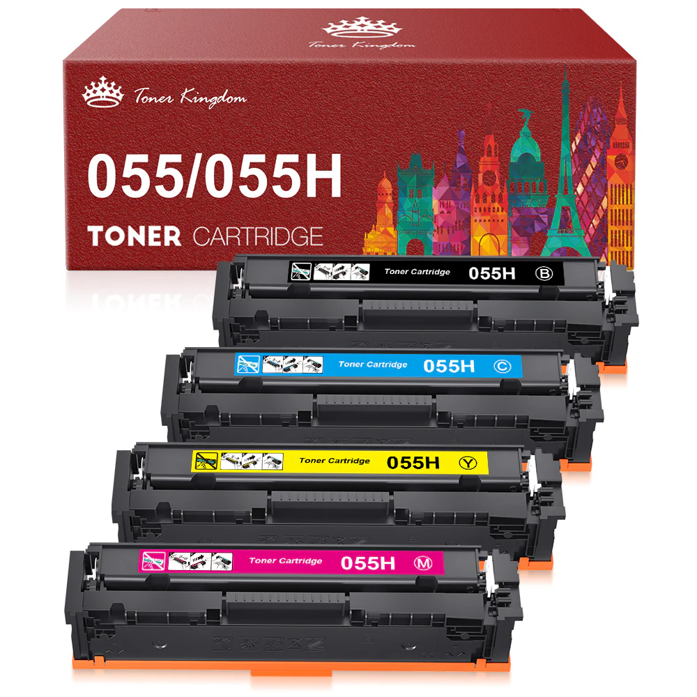 Compatible Canon 055H CRG—055H Toner Cartridge (1 Black 1 Cyan 1 Magenta 1 Yellow) —4 Pack