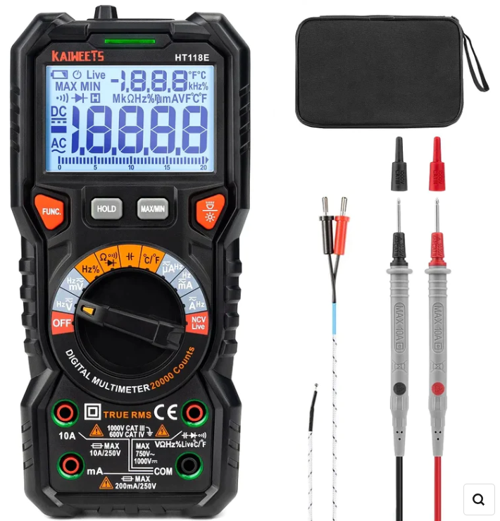 KAIWEETS HT118E Digital AC/DC Multimeter — TRMS 20000 Counts