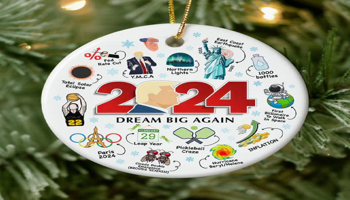 2024 Recap, Trump2024 Christmas Ceramic Ornament, Holiday Gift, Christmas Decor