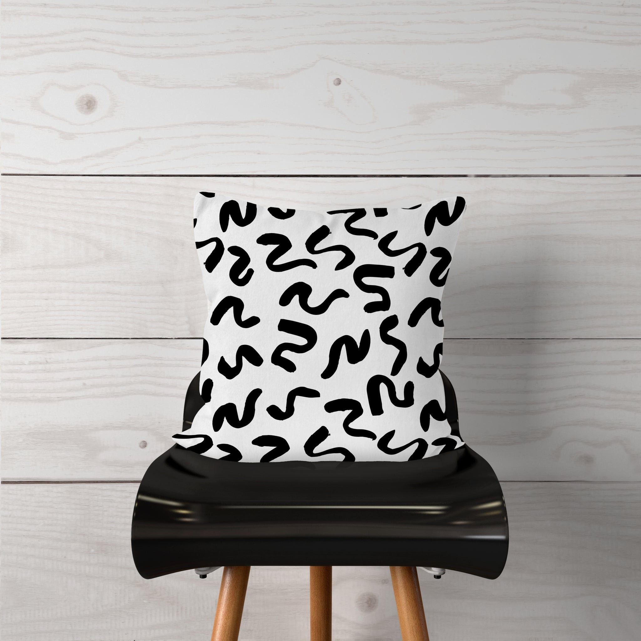 Black Squiggly Lines—Pillow Cover