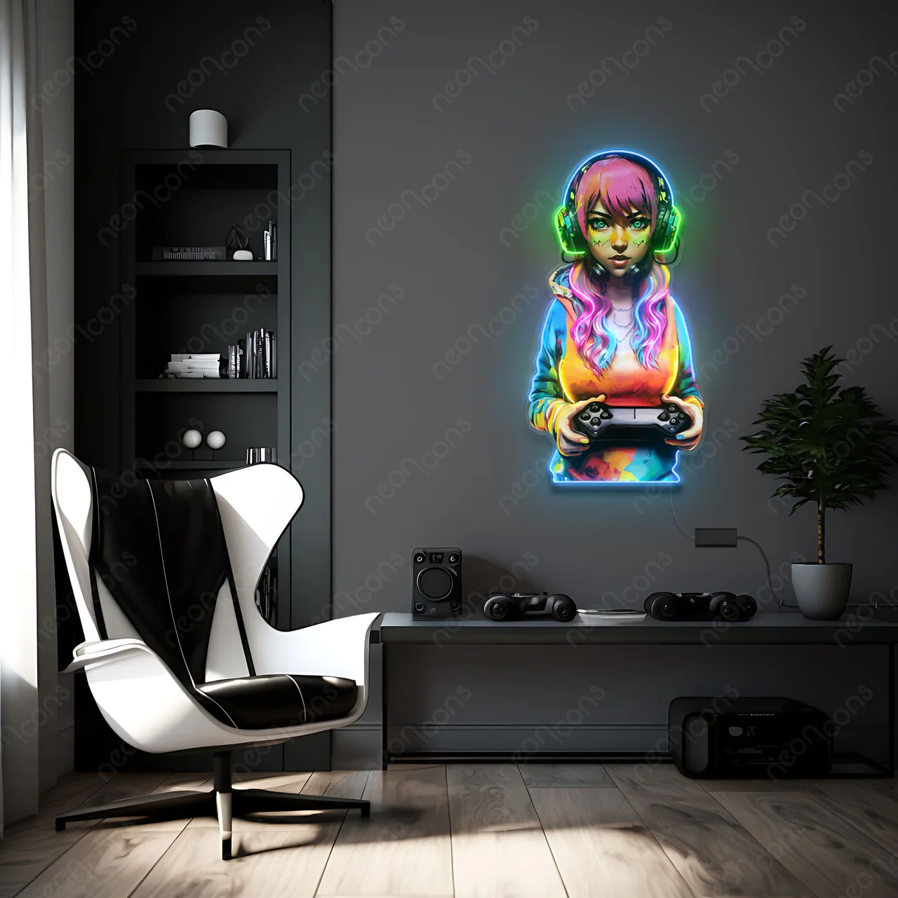 Colorful Gamer led neon x print