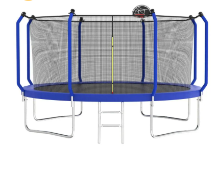 TC14 – 14 ft Trampoline with Net, Basketball Hoop, Rubber Ball, Pump