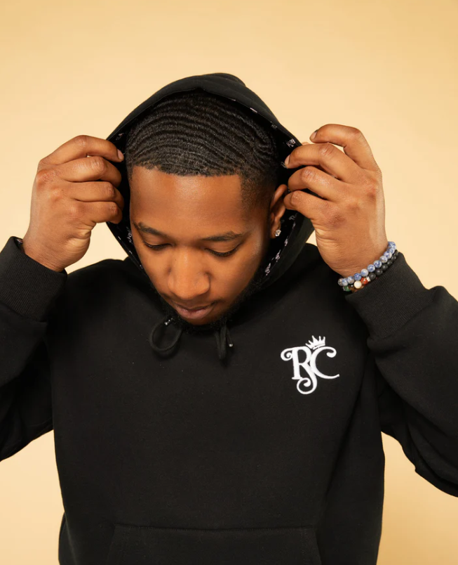 Black Satin Lined Hoodie (pullover)