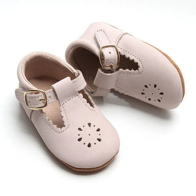Leather Petal T-Bar | Color 'Dusty Pink' | Soft Sole