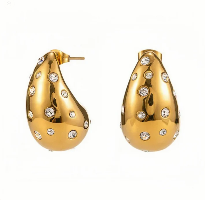 Riveria Crystal Inlaid Teardrop Shape Earrings