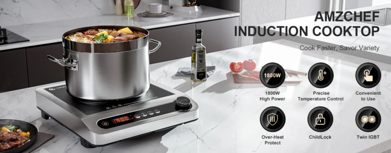 AMZCHEF Commercial Induction Cooktop 1800W Countertop HL-PC4