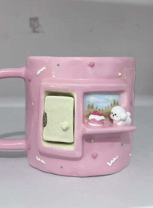 Handmade Raspberry Puppy Ceramic Cup