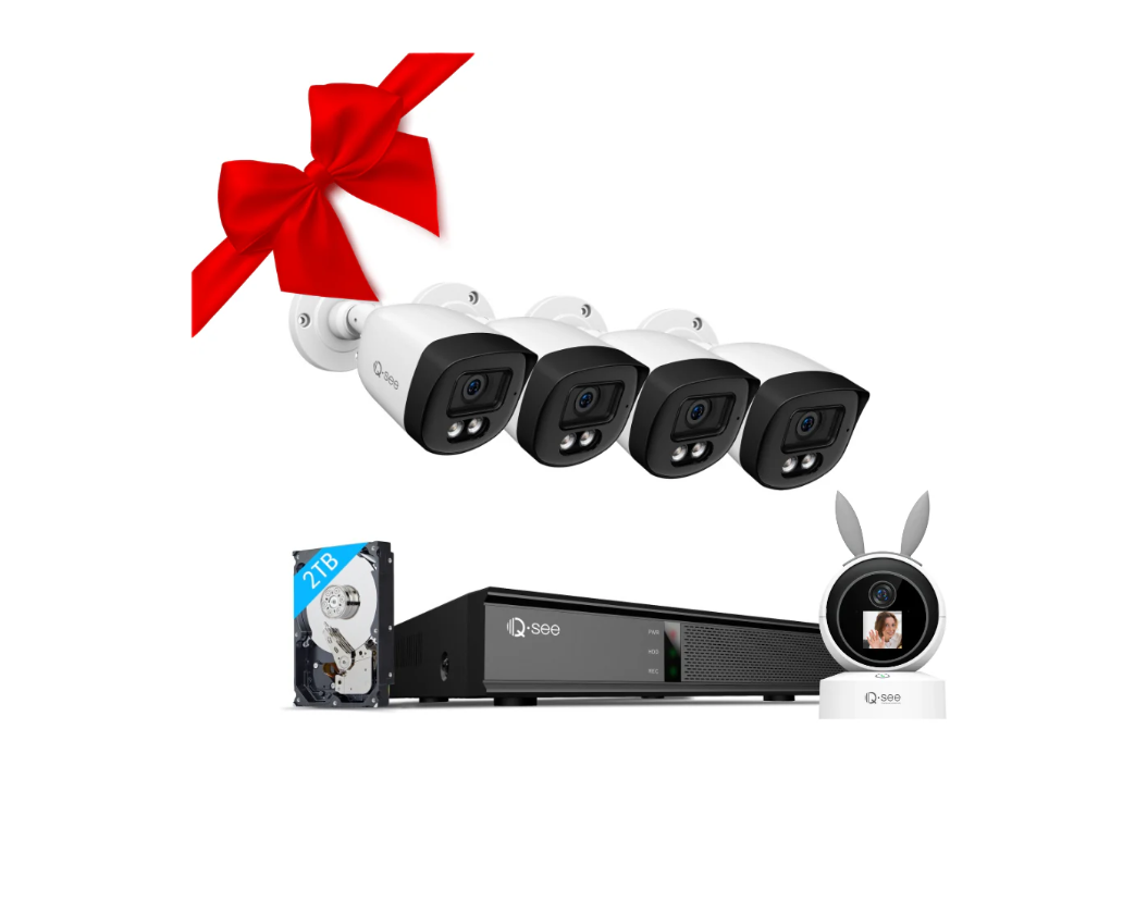 Qsee 4k 2tb Poe Nvr Bullet Camera Security System With Color Night Vision Qp08048yc