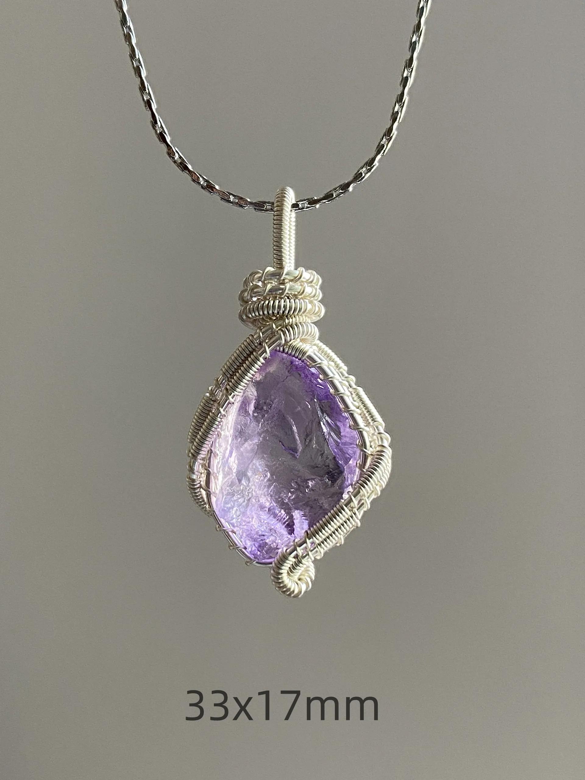 copper wrapped crystal necklace-Natural amethyst