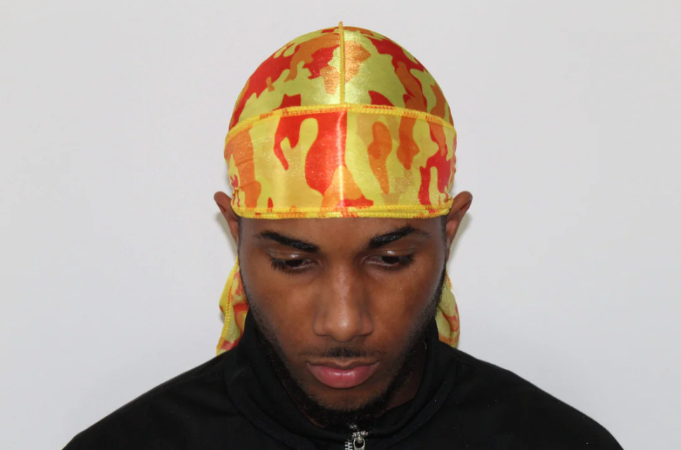 Orange Yellow Camo Silky Durag