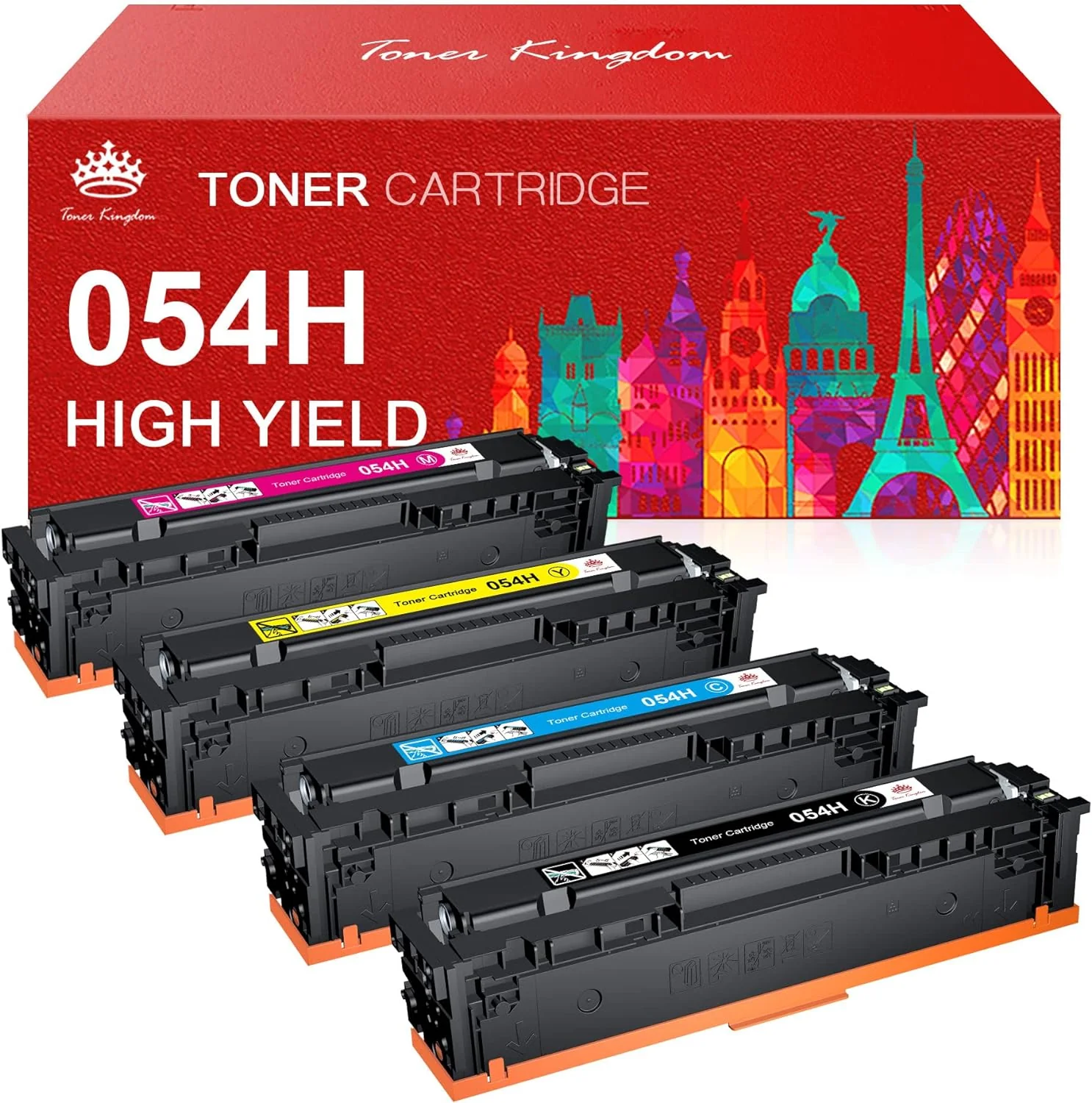 Canon 054 054H Compatible Toner Cartridge Replacement (1 Black 1 Cyan 1 Magenta 1 Yellow) —4 Pack