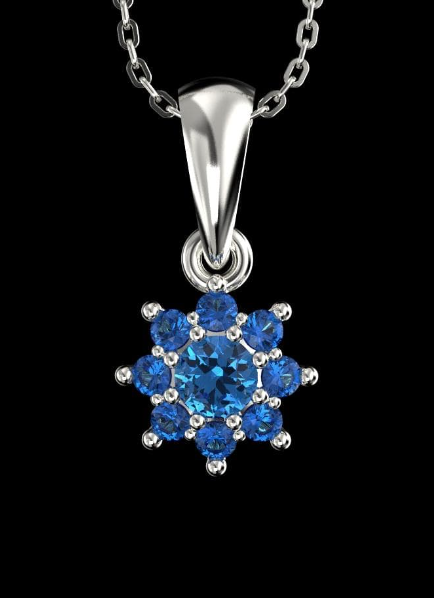 13K WHITE GOLD 0.5 CARAT SAPPHIRE STAR PENDANTS — 18—INCH GOLD