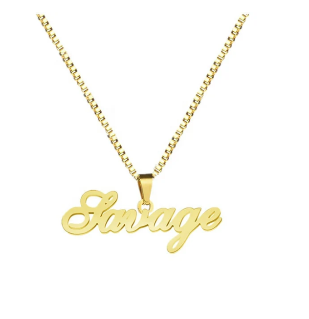 Collar con colgante para nombre personalizado Collar con placa de nombre de acero inoxidable