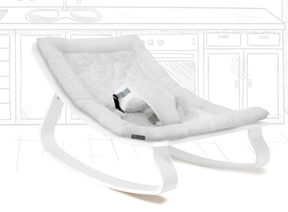 Wooden Baby Rocker White Case With Organic Cream Cushion