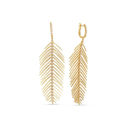 Gold Peacock Feather Earrings