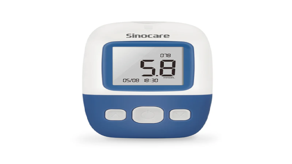 Monitor de glucosa en sangre Sinocare Safe AQ Angel con chips innovadores, medición rápida y volumen minúsculo