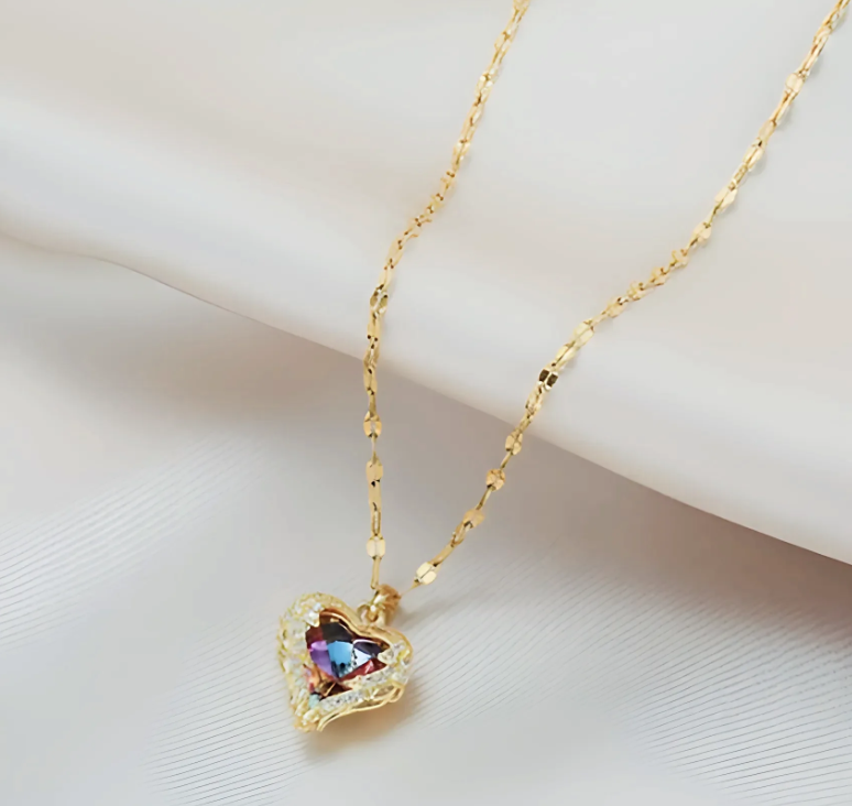 Collier en cristal coeur océan
