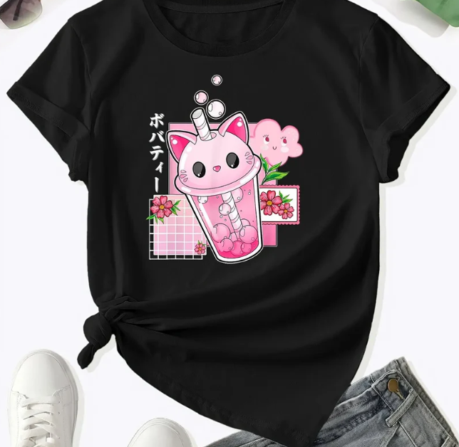 Boba Tea Cat Cup T Shirt