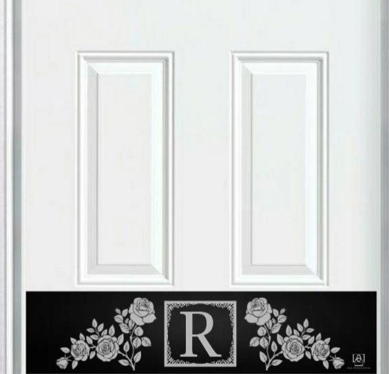 Rose Monogram Engraved Door Kick Plate