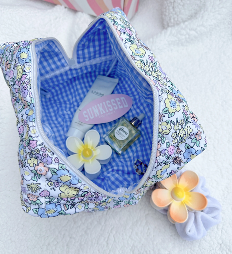 PASTEL FLOWER QUILTED HANDMADE MAKEUP BAG