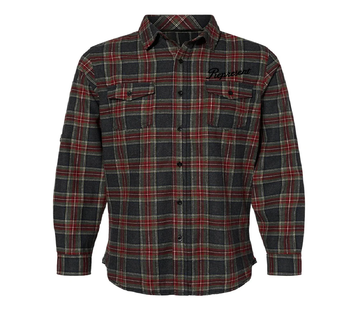 Slanted Dyed Yard Flannel Shirt [GRAY RED]