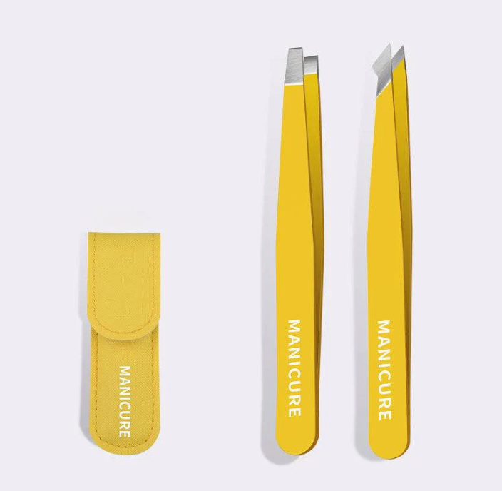 2-PIECE STAINLESS STEEL EYEBROW TWEEZERS