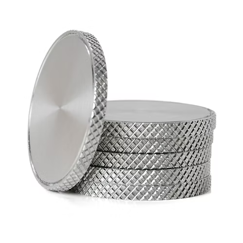 ABBECIAO 1.25" x 1/8" Thick Stainless Steel Diamond Knurled Coin Blank w/ Groove