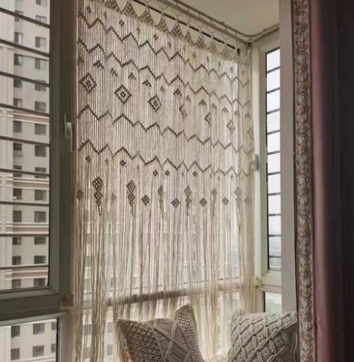 Transform Your Space with the Finished Hoop Door Curtain – A Handwoven Bohemian Masterpiece